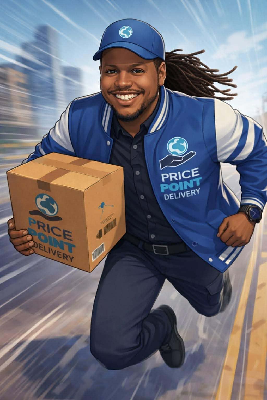 Price Point Delivery driver rushing a package to a Palm Bay door